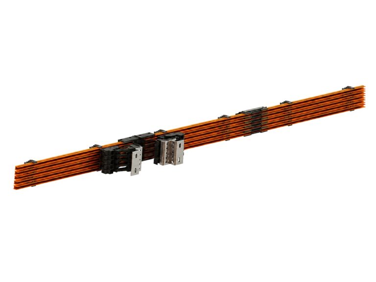 DHV single-pole conductor rail system for logistics sorting and conveyor systems